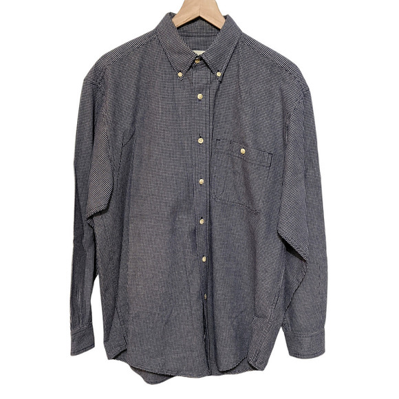 Eddie Bauer M Blue Check Plaid Long Sleeve Button Down Shirt Men's Front Pocket - Picture 1 of 4